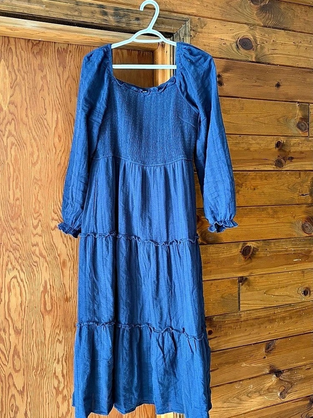 Pretty Garden Tiered Maxi Dress in Blue Size Large